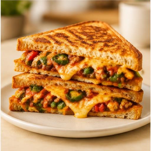 Grilled chilli cheese sandwich with peppers