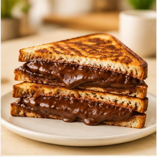 Toasted chocolate sandwich with chocolate filling