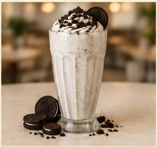 Cookies and cream milkshake with cookie crumbs