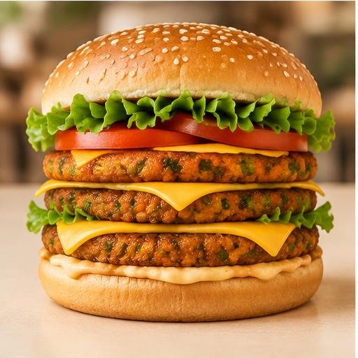 Double vegetable patty burger